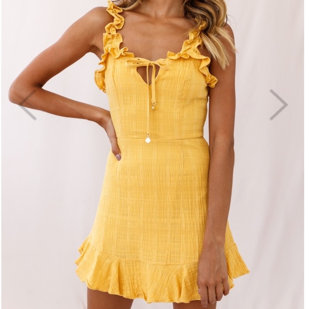 Hello Molly Yellow Ruffle Mini Dress - Picture 3 of 8